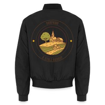 Dorfkind & stolz darauf. Landleben Shirt - Unisex Bomberjacke - Schwarz - Hinten - AI Model Male 185 light (185cm)