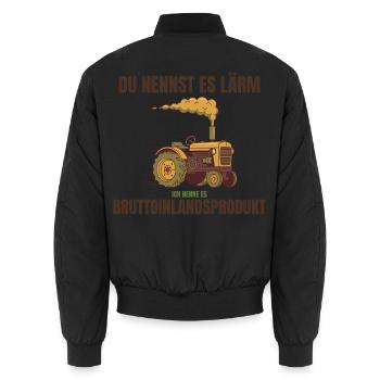 Lärm? Ich nenne es Bruttoinlandsprodukt! - Unisex Bomberjacke - Schwarz - Hinten - AI Model Male 185 light (185cm)