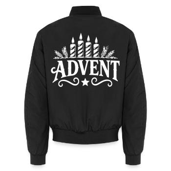 Advent Kerzen Kranz Silhouette - Unisex Bomberjacke - Schwarz - Hinten - AI Model Male 185 light (185cm)