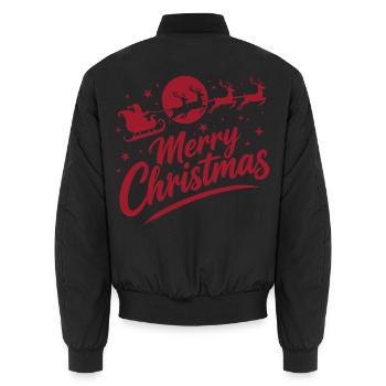 Fröhliche Weihnacht Silhouette Schlitten - Unisex Bomberjacke - Schwarz - Hinten - AI Model Male 185 light (185cm)