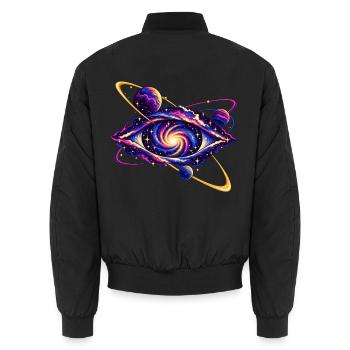 Umlaufbahnen um ein kosmisches Auge - Unisex Bomberjacke - Schwarz - Hinten - AI Model Male 185 light (185cm)