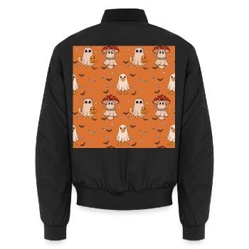 Halloween Katzen Geister Pilz Muster - Unisex Bomberjacke - Schwarz - Hinten - AI Model Male 185 light (185cm)