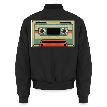 Vintage Kassette - Unisex Bomberjacke - Schwarz - Hinten - AI Model Male 185 light (185cm)