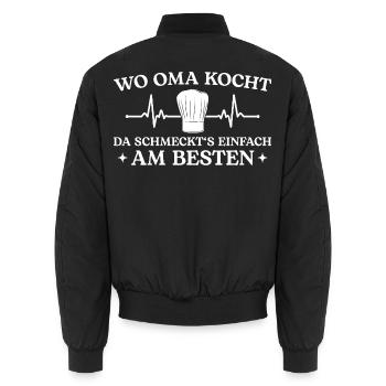 Wo Oma kocht schmeckt's am besten Köchin - Unisex Bomberjacke - Schwarz - Hinten - AI Model Male 185 light (185cm)