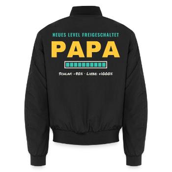 Papa – Neues Level freigeschaltet - Unisex Bomberjacke - Schwarz - Hinten - AI Model Male 185 light (185cm)