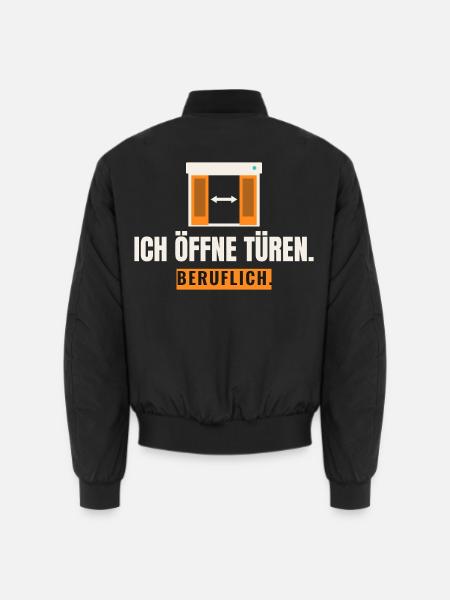 Ich öffne Türen. Beruflich. Türtechniker Spruch - Unisex Bomberjacke - Schwarz