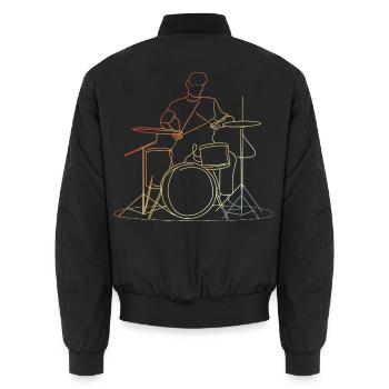 Schlagzeuger Retro Look - Unisex Bomberjacke - Schwarz - Hinten - AI Model Male 185 light (185cm)