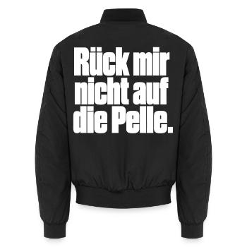 Rück mir nicht auf die Pelle - Unisex Bomberjacke - Schwarz - Hinten - AI Model Male 185 light (185cm)