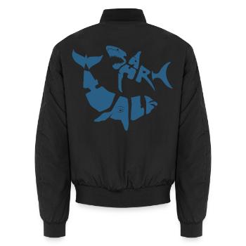 SW_LOGO_5_BLEU - Unisex Bomberjacke - Schwarz - Hinten - AI Model Male 185 light (185cm)