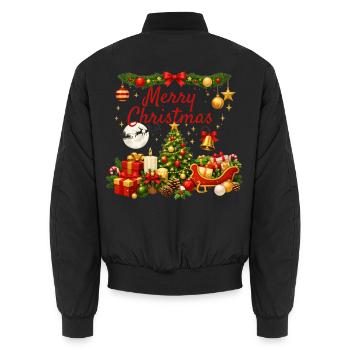 Helles und traditionelles Weihnachten - Unisex Bomberjacke - Schwarz - Hinten - AI Model Male 185 light (185cm)