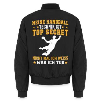 meine handball technik  - Unisex Bomberjacke - Schwarz - Hinten - AI Model Male 185 light (185cm)