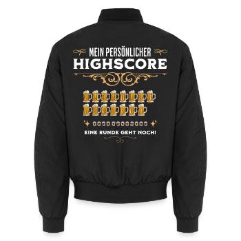 Mein Persönlicher Highscore - Eine Runde Geht Noch - Unisex Bomberjacke - Schwarz - Hinten - AI Model Male 185 light (185cm)