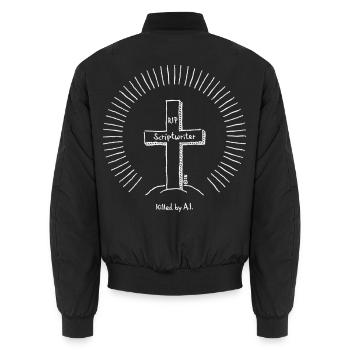 Scriptwriter – Killed By A.I. (Jobkiller / White) - Unisex Bomberjacke - Schwarz - Hinten - AI Model Male 185 light (185cm)