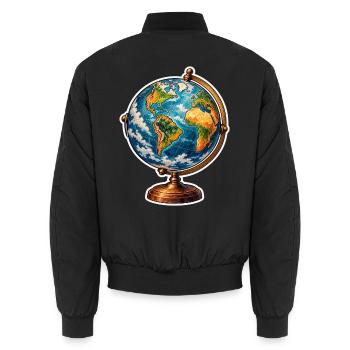 Weltkugel Retrostand - Unisex Bomberjacke - Schwarz - Hinten - AI Model Male 185 light (185cm)