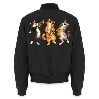 Saxophon, Saxophonist, Jazz, Saxofon - Unisex Bomberjacke - Schwarz - Hinten - AI Model Male 185 light (185cm)