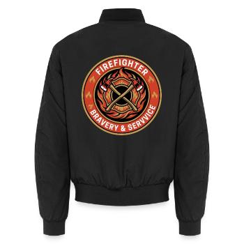 Feuerwehrmann Malteserkreuz mit gekreuzten Axtabzeichen Geschenk - Unisex Bomberjacke - Schwarz - Hinten - AI Model Male 185 light (185cm)