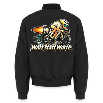 Rennradfahrer Radsport Training Watt statt Worte - Unisex Bomberjacke - Schwarz - Hinten - AI Model Male 185 light (185cm)