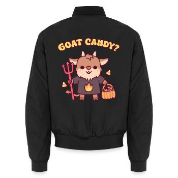 Süßer Teufelsziegen-Süßes-oder-Saures-Witz – Wortspiel mit Ziegenbonbons - Unisex Bomberjacke - Schwarz - Hinten - AI Model Male 185 light (185cm)