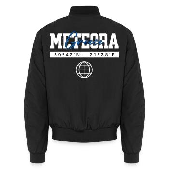 Meteora Griechenland Koordinaten Reise Souvenir - Unisex Bomberjacke - Schwarz - Hinten - AI Model Male 185 light (185cm)