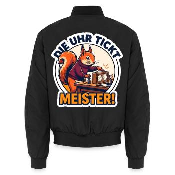 Blitzschach Die Uhr tickt Meister Schachtimer - Unisex Bomberjacke - Schwarz - Hinten - AI Model Male 185 light (185cm)