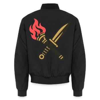 Schwert Fackel Wappen Logo - Unisex Bomberjacke - Schwarz - Hinten - AI Model Male 185 light (185cm)