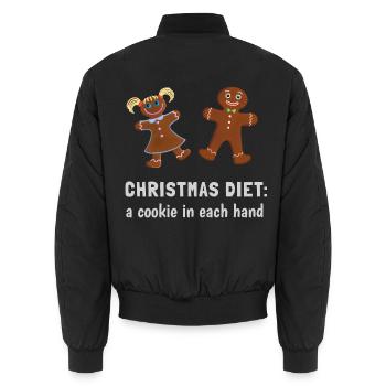Christmas Diet - Lebkuchen Paar - Unisex Bomberjacke - Schwarz - Hinten - AI Model Male 185 light (185cm)