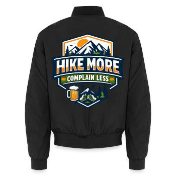 Hike More Complain Less Mountain Tee - Unisex Bomberjacke - Schwarz - Hinten - AI Model Male 185 light (185cm)