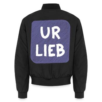 UR LIEB – Süßer Babyspruch zur Geburt Österreich - Unisex Bomberjacke - Schwarz - Hinten - AI Model Male 185 light (185cm)