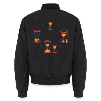 Zeitkreis des Lebens (für helle Hintergründe) - Unisex Bomberjacke - Schwarz - Hinten - AI Model Male 185 light (185cm)