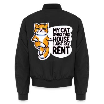 Katze lustiges Zitat - Unisex Bomberjacke - Schwarz - Hinten - AI Model Male 185 light (185cm)