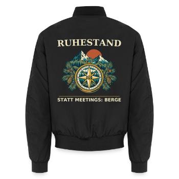 Ruhestand statt Meetings: Berge - Unisex Bomberjacke - Schwarz - Hinten - AI Model Male 185 light (185cm)