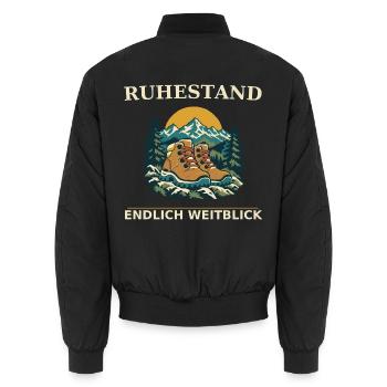 Ruhestand Bergpfad Blick - Unisex Bomberjacke - Schwarz - Hinten - AI Model Male 185 light (185cm)