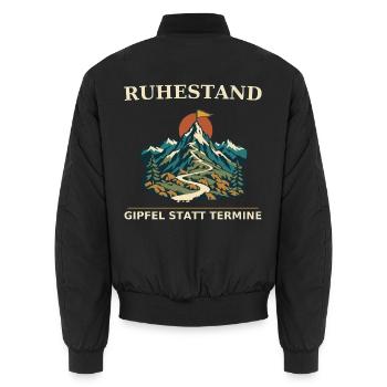 Ruhestand Gipfel statt Termine - Unisex Bomberjacke - Schwarz - Hinten - AI Model Male 185 light (185cm)