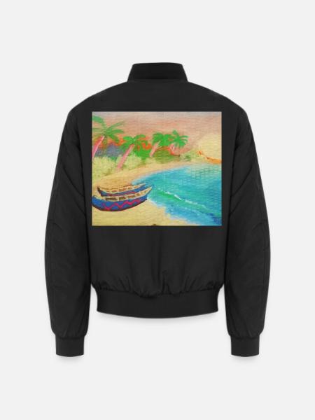Insellandschaftsstrand und heißer Sand - Unisex Bomberjacke - Schwarz