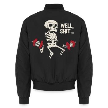 Well Shit Skeleton Lost Gym Dumbbells Halloween - Unisex Bomberjacke - Schwarz - Hinten - AI Model Male 185 light (185cm)