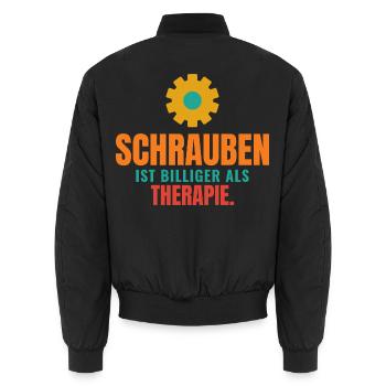 Schrauben ist billiger als Therapie - Unisex Bomberjacke - Schwarz - Hinten - AI Model Male 185 light (185cm)