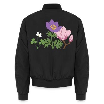 Blumen botanisch Pflanze Design - Unisex Bomberjacke - Schwarz - Hinten - AI Model Male 185 light (185cm)