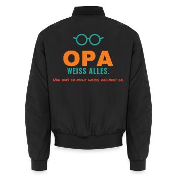 Opa weiß alles – und was nicht, erfindet er - Unisex Bomberjacke - Schwarz - Hinten - AI Model Male 185 light (185cm)