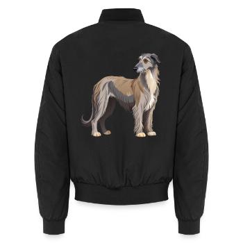 Irischer Wolfshund stehend - Unisex Bomberjacke - Schwarz - Hinten - AI Model Male 185 light (185cm)