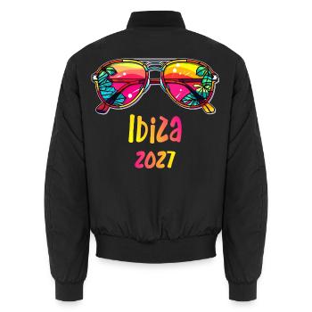 Ibiza 2027 Rainbow Sunglasses Design - Unisex Bomberjacke - Schwarz - Hinten - AI Model Male 185 light (185cm)