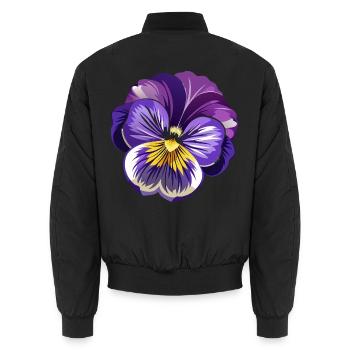 Stiefmütterchenblüte - Unisex Bomberjacke - Schwarz - Hinten - AI Model Male 185 light (185cm)