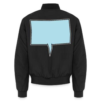 Eckige Sprechblase in Türkis - Unisex Bomberjacke - Schwarz - Hinten - AI Model Male 185 light (185cm)