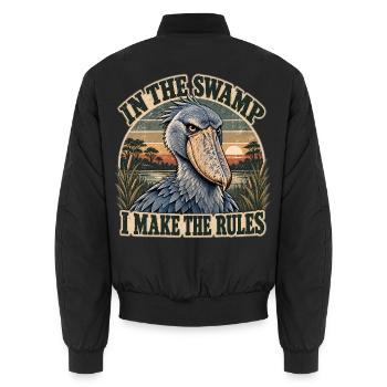 Shoebill – Ich mache die Regeln - Unisex Bomberjacke - Schwarz - Hinten - AI Model Male 185 light (185cm)