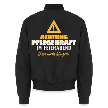 Achtung Pflegekraft Feierabend - Unisex Bomberjacke - Schwarz - Hinten - AI Model Male 185 light (185cm)