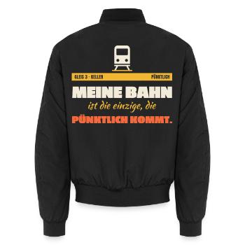 Meine Bahn Pünktlich Humor - Unisex Bomberjacke - Schwarz - Hinten - AI Model Male 185 light (185cm)