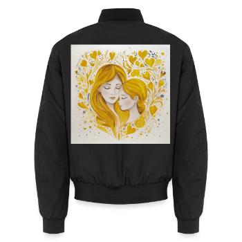Mutter und Tochter – Liebe in Gold - Unisex Bomberjacke - Schwarz - Hinten - AI Model Male 185 light (185cm)