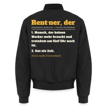 Rentner Definition Lustiger Spruch Ruhestand Rente - Unisex Bomberjacke - Schwarz - Hinten - AI Model Male 185 light (185cm)