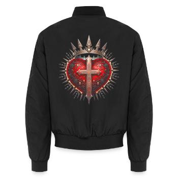Gothic Herz kreuz Krone - Unisex Bomberjacke - Schwarz - Hinten - AI Model Male 185 light (185cm)
