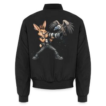 Punk-Hase, der Safari-Fotograf - Unisex Bomberjacke - Schwarz - Hinten - AI Model Male 185 light (185cm)