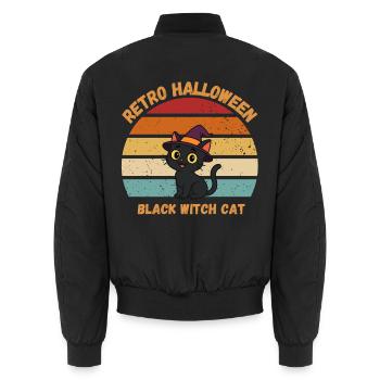 Retro Halloween Black Witch Cat Sunset - Unisex Bomberjacke - Schwarz - Hinten - AI Model Male 185 light (185cm)